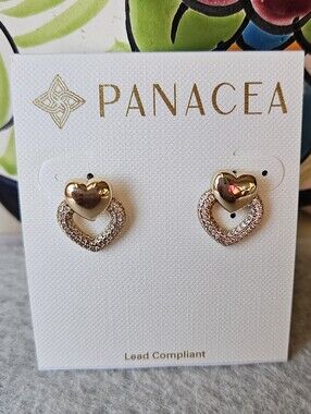 Panacea Pavé Crystal Double Heart Stud Earrings